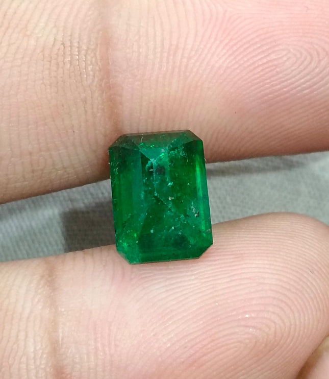 4.04ct Emerald Natural GSI Certified Pure Dark Green Octagon Cut Gemstone