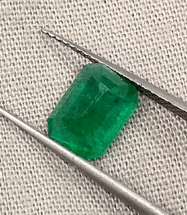 Zambian 1.65ct Deep Vivid Green Certified Natural Octagon Cut Loose Stone