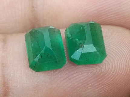 Natural Emerald Pair 3.63ct/2pcs Zambian Origin Loose Gemstones