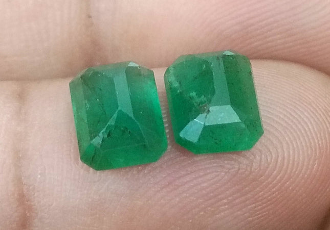 3.63ct/2pcs Emerald Cut Zambian Emerald Pair Natural Loose Gemstones
