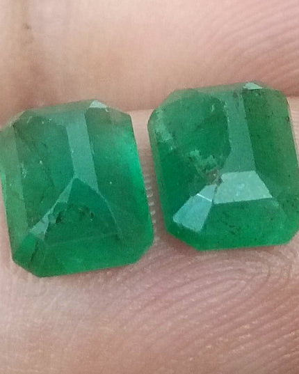 3.63ct/2pcs Emerald Cut Zambian Emerald Pair Natural Loose Gemstones