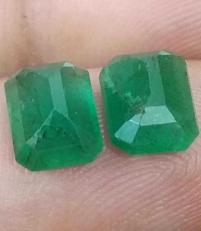 Natural Emerald Pair 3.63ct/2pcs Zambian Origin Loose Gemstones