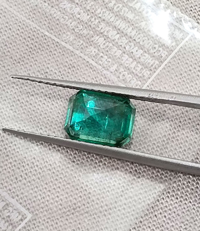 1.58ct Natural Emerald Deep Green Zambian Octagon Cut Loose Gemstone