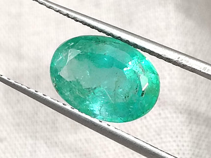 Natural Zambian Emerald 2.58ct Certified Sea Green Oval Cut Loose Gemstone
