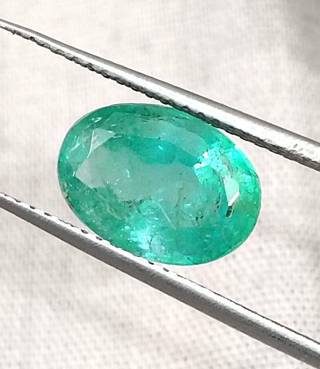 Natural Zambian Emerald 2.58ct Certified Sea Green Oval Cut Loose Gemstone