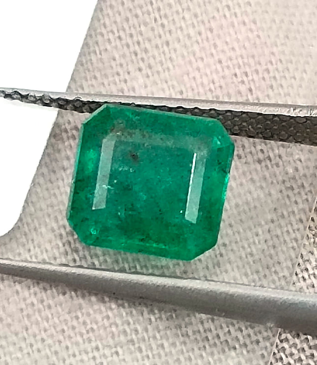 Zambian Emerald 2.15ct Natural Certified Medium Deep Green Octagon Cut Gemstone