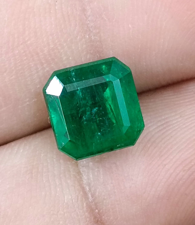 4.78ct Exceptional Top Vivid Green Zambian Emerald, Certified Natural Octagon Cut Loose Gemstone