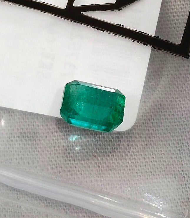 Zambian Emerald 1.97ct Certified Natural Medium Deep Green Octagon Cut Gemstone