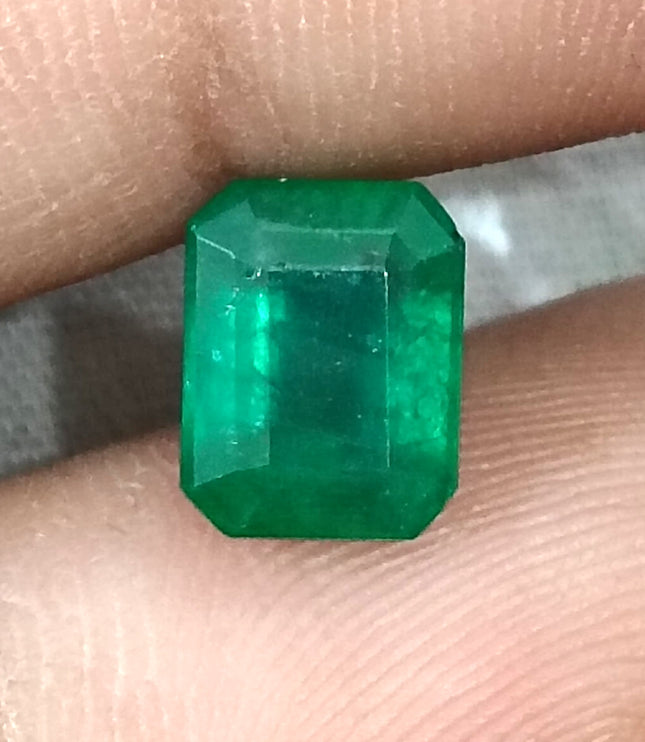 Zambian Emerald 2.19ct Certified Natural Deep Velvet Green Emerald Cut Loose Stone