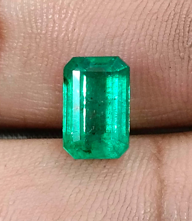 Zambian Emerald 2.63ct Neon Green Natural Certified Octagon Cut Stone