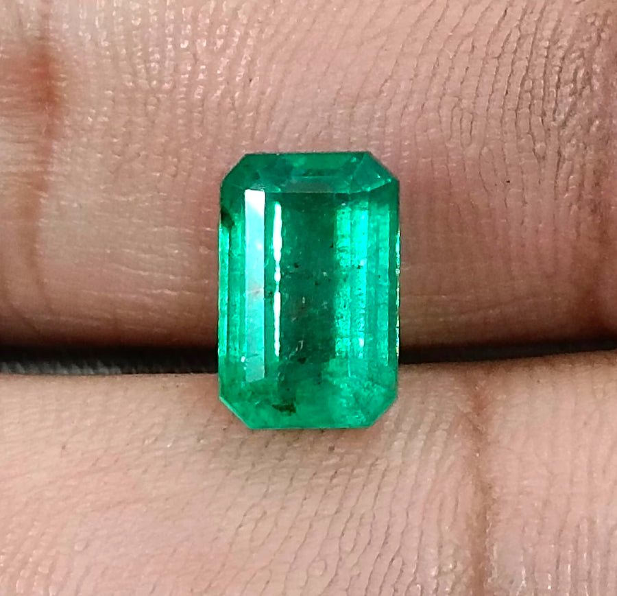 Zambian Emerald 2.63ct Neon Green Natural Certified Octagon Cut Stone