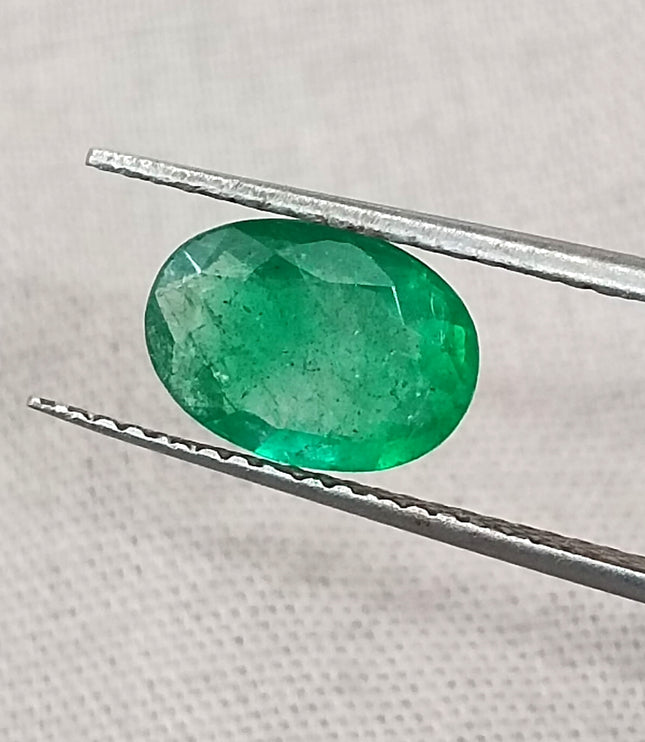 Zambian Emerald 1.38ct Deep Golden Green Oval Cut Loose Gemstone