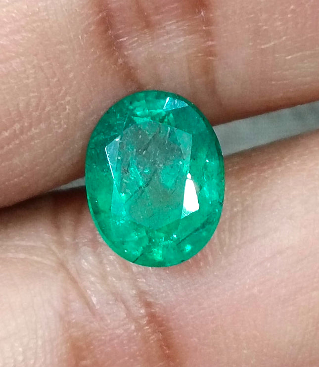3.04ct Zambian Emerald, Forest Green Certified Natural Oval Cut Loose Gemstone
