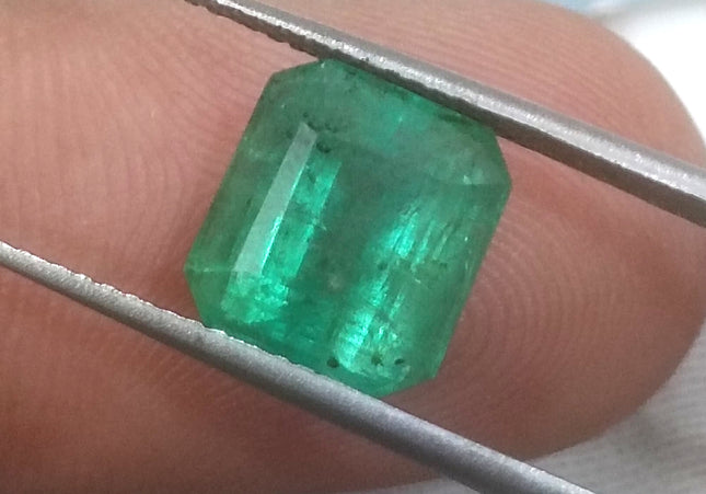 GSI Certified Medium Sea Green Zambian Emerald Minor Oiled Loose Gemstone