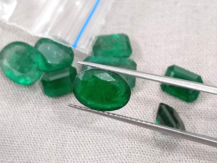 11.01ct Natural Emerald Parcel Zambia Mixed Cut Medium Deep Green Gemstones