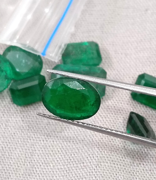 11.01ct Natural Emerald Parcel Zambia Mixed Cut Medium Deep Green Gemstones