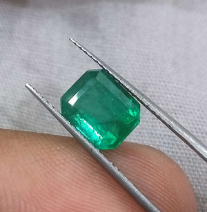 Certified 2.38ct Natural Zambian Emerald Vivid Green Stone