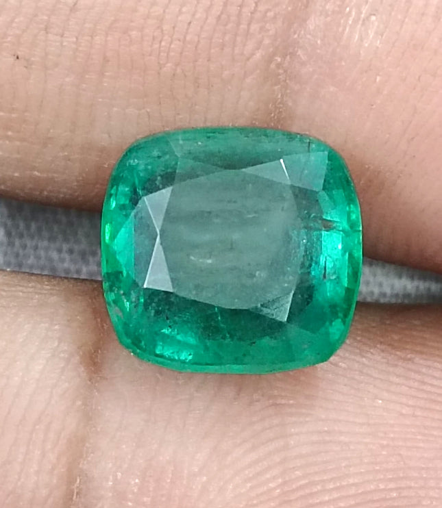 Zambian Emerald 5.87ct Natural Deep Green Cushion Cut Loose Gemstone