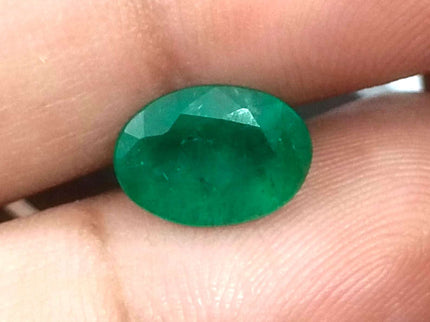 Zambian Emerald 2.41ct Certified Natural Deep Green Oval Cut Loose Stone