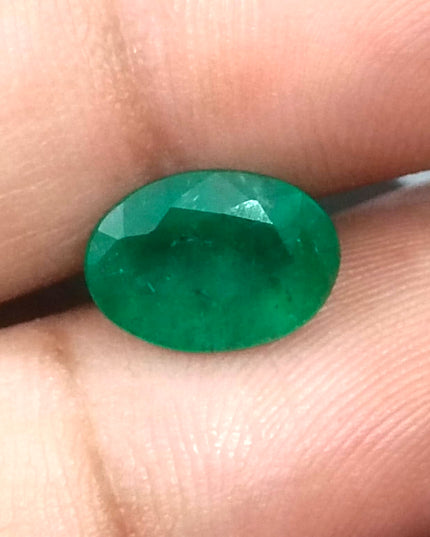 2.41ct GSI Certified Deep Green Zambian Emerald Minor Oiled Loose Gemstone