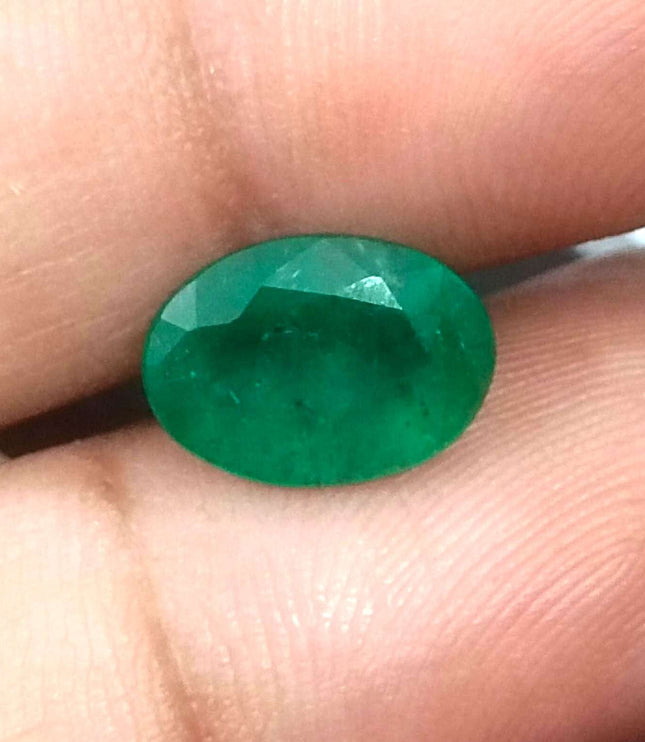 Zambian Emerald 2.41ct Certified Natural Deep Green Oval Cut Loose Stone