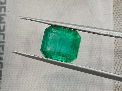 1.59ct Zambian Emerald, Certified Natural Deep Pure Green Octagon Cut Gemstone