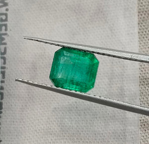 1.59ct Zambian Emerald, Certified Natural Deep Pure Green Octagon Cut Gemstone