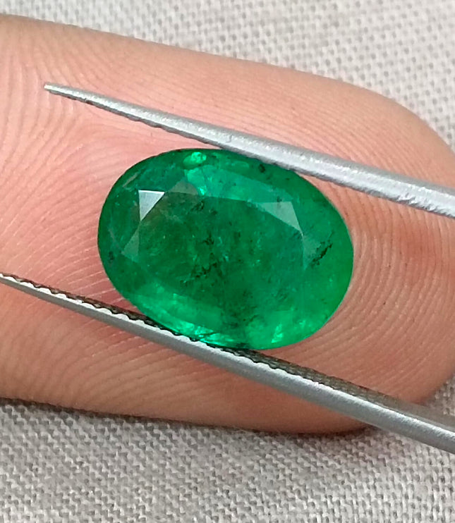 3.02ct Zambian Emerald, Alpine Green Oval Cut Certified Natural Loose Gemstone