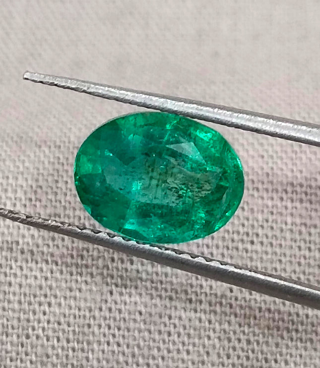 Zambian Emerald 1.92ct Certified Natural Deep Vibrant Green Oval Cut Loose Gemstone