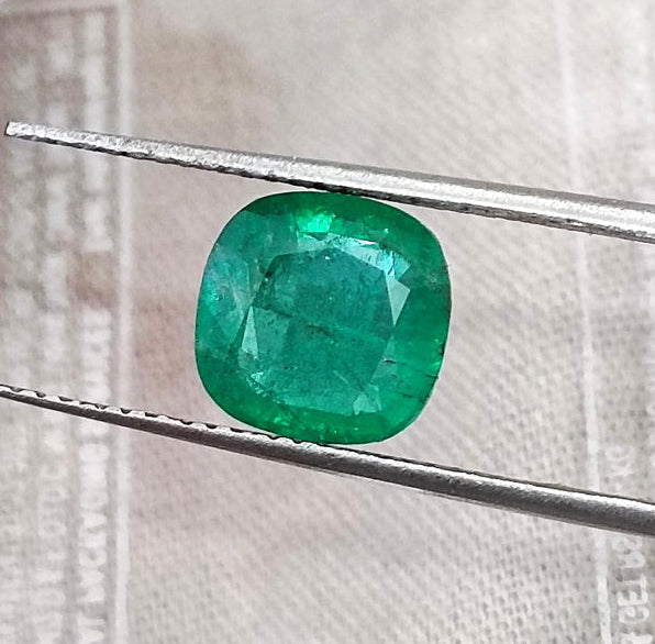Emerald Natural 1.95ct Zambia Minor Oiled SGL Certified Cushion Cut Loose Gemstone