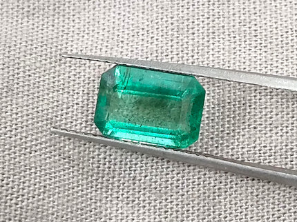 2.32ct Zambian Emerald, Natural Medium Light Green Octagon Cut Loose Gemstone