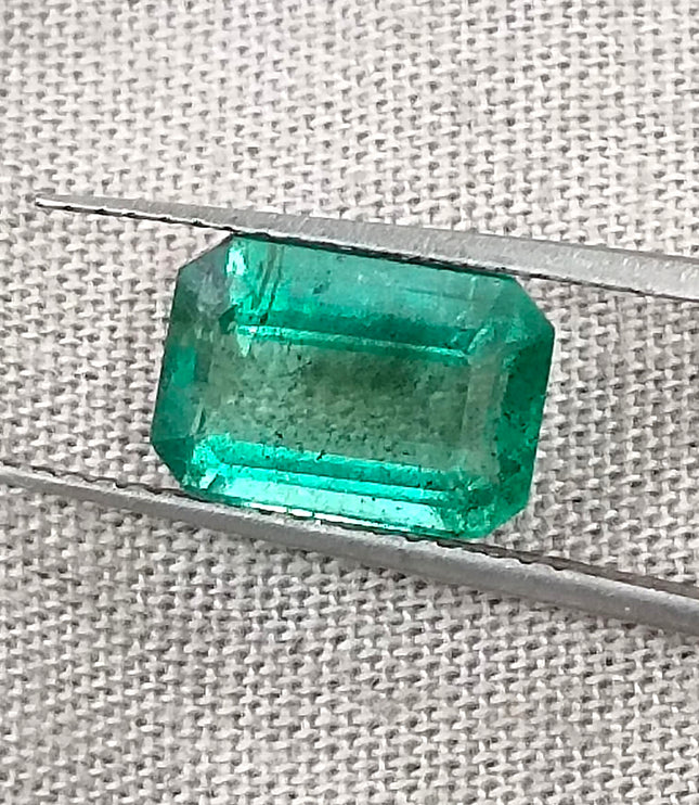 2.32ct Zambian Emerald, Natural Medium Light Green Octagon Cut Loose Gemstone