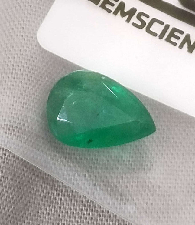 3.25ct Zambian Emerald, Certified Natural Velvet Green Pear Cut Loose Stone