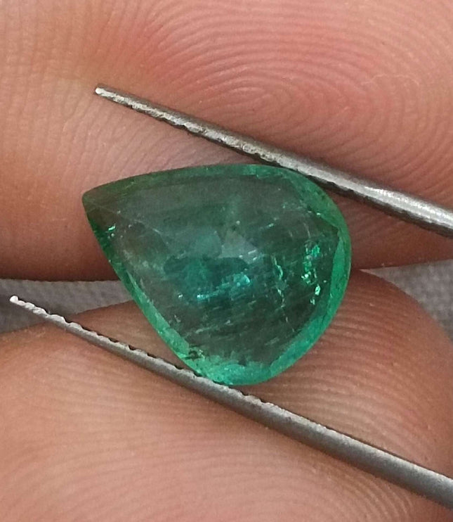Certified 2.65ct Natural Zambian Emerald, Deep Pure Green Stone.