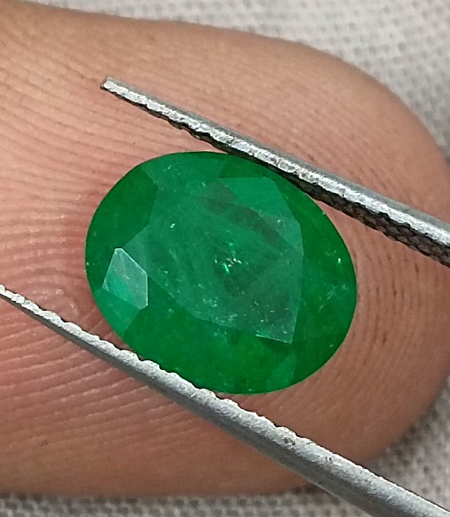 Vivid Green 1.95ct Zambian Emerald, Certified Natural Oval Cut Loose Stone
