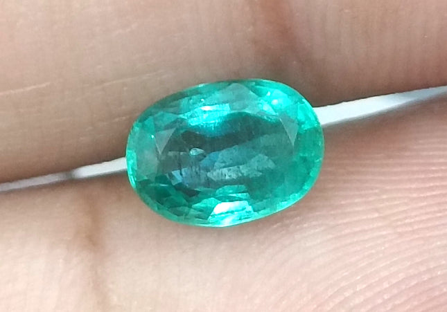 GSI USA Certified 1.26ct Medium Light Green Natural Zambian Emerald Minor Oiled Loose Gemstone