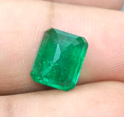 4.25ct Vivid Deep Green Emerald, Natural Earth Mined Gemstone - SMSGEMS 