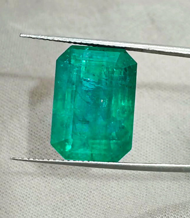 Natural Emerald 13.86ct Zambia Deep Green Octagon Cut Gemstone