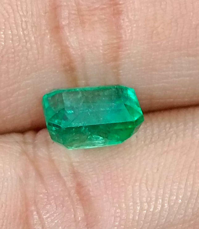 2.85ct Zambian Emerald, Certified Natural Medium Deep Green Octagon Cut Gemstone