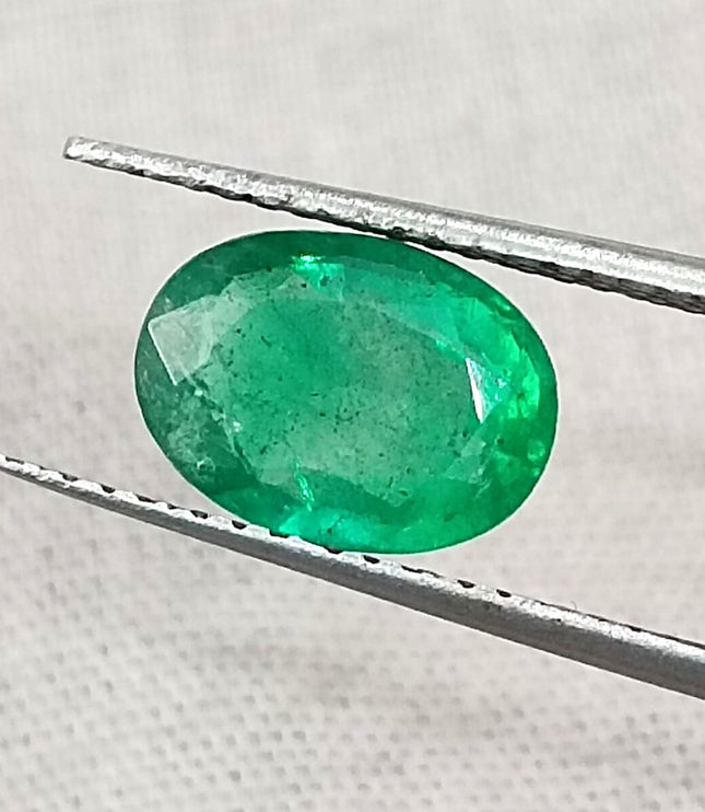 Zambian Emerald 1.38ct Deep Golden Green Oval Cut Loose Gemstone