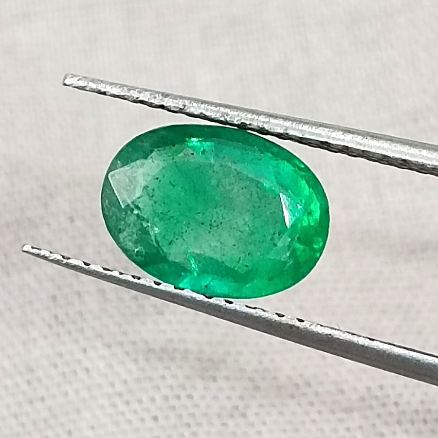 Zambian Emerald 1.38ct Deep Golden Green Oval Cut Loose Gemstone
