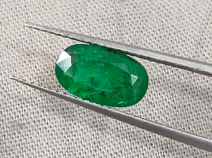 1.25ct Natural Emerald Vivid Deep Green Zambian Oval Cut Loose Gemstone