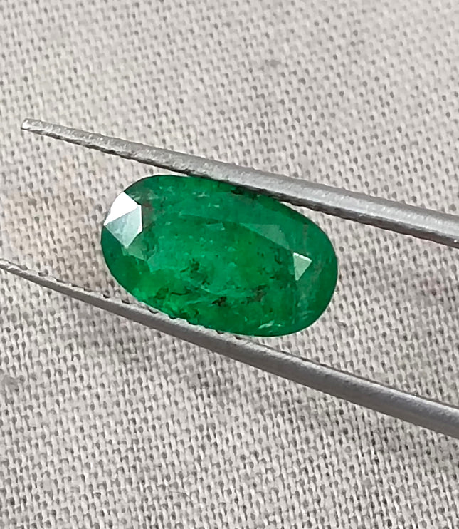 1.25ct Natural Emerald Vivid Deep Green Zambian Oval Cut Loose Gemstone