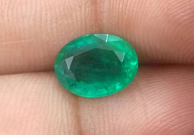 2.52ct GSI USA Certified Deep Green Zambian Emerald Minor Oiled Loose Gemstone