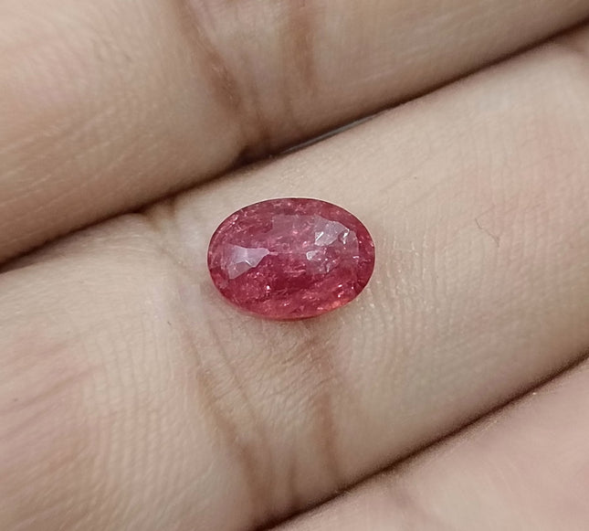 1.45ct Unheated Natural Ruby Mozambique Rasberry Red Oval Gemstone