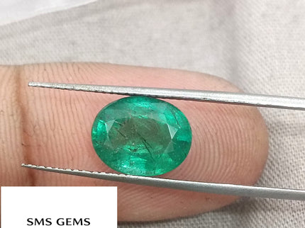 3.04ct Zambian Emerald, Forest Green Certified Natural Oval Cut Loose Gemstone