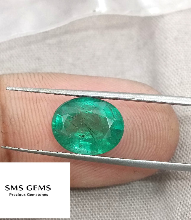 3.04ct Zambian Emerald, Forest Green Certified Natural Oval Cut Loose Gemstone