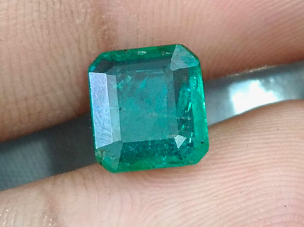 3.07ct Natural Emerald GSI Certified Medium Bluish Green Octagon Cut Gemstone