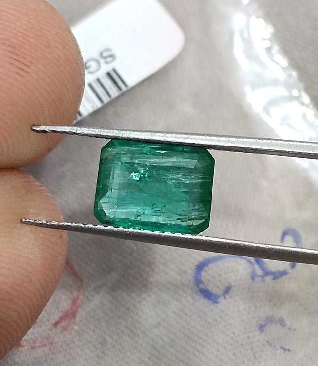 Natural Emerald 2.08ct Medium Green Zambian SGL Certified Octagon Cut Minor Oiled Loose Gemstone
