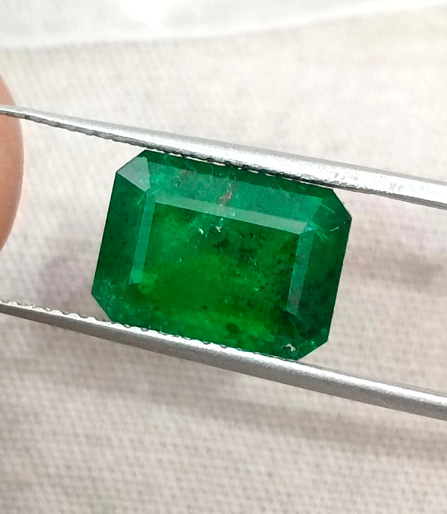 4.04ct Emerald Natural GSI Certified Pure Dark Green Octagon Cut Gemstone